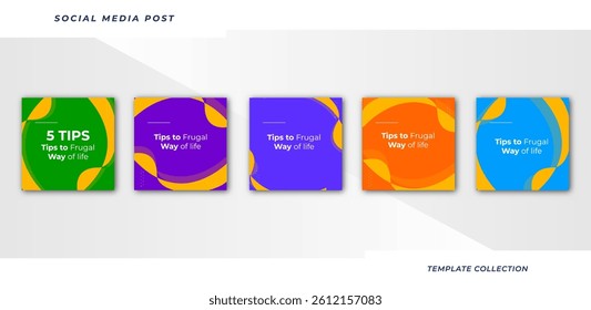 Set of editable square tips social media tutorial, tips, post banner layout template background design element promotion banner template