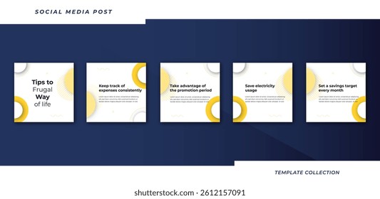 Set of editable square tips social media tutorial, tips, post banner layout template background design element promotion banner template