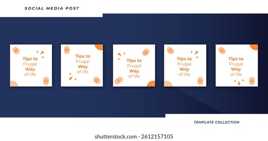 Set of editable square tips social media tutorial, tips, post banner layout template background design element promotion banner template