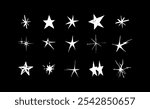 Set of editable star vector for Christmas graphic decoration all reusable in illustrated hand drawn style.