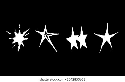 Set of editable star vector for Christmas graphic decoration all reusable in illustrated hand drawn style.