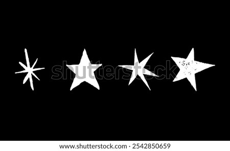 Set of editable star vector for Christmas graphic decoration all reusable in illustrated hand drawn style.