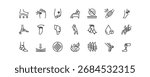 A set of editable stroke icons illustrating various foot conditions and orthopedic features. Ideal for medical, footwear, and health designs.