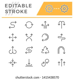 Set editable stroke line icons of arrows