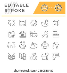 Establecer iconos de línea de trazo editables de juguetes