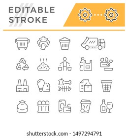 Set editable stroke line icons of trash