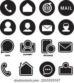 A set of editable stroke line icons featuring chat, message, phone, and business symbols. These modern, customizable vector illustrations design, apps, websites, and marketing materials.