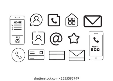 A set of editable stroke line icons featuring chat, message, phone, and business symbols. These modern, customizable vector illustrations design, apps, websites, and marketing materials.