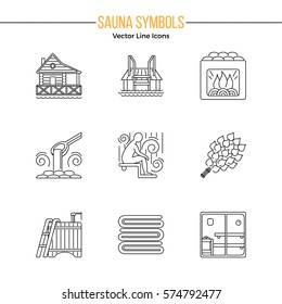 Set of Editable Stroke Vector Sauna Icons made in Modern Line Style. Easy to Use. Perfect for Your Project.