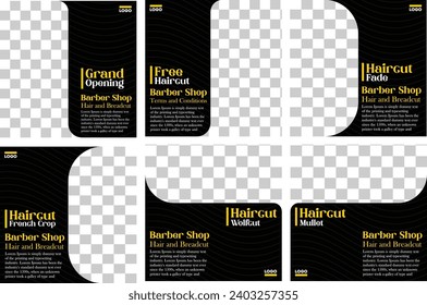 set editable template black and yellow with strip and transparant background for social media and internet ads vector and photo