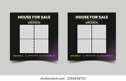 Set bearbeitbarer Vorlage Immobilien Social Media Post Instagram Banner, 
minimalistisch moderne geeignete Verkaufs-Banner, Werbebanner, Mode-Vektorgrafik-Layout-Vorlage