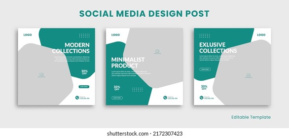 Set of Editable Template Social Media Instagram Design Post with Hexagon Shape in Minimalist Style. Suitable Post, Sale Banner, Ads, Promotions, Product, Business, School, Travel, Furniture, Fashion