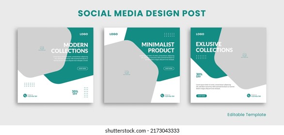 Set of Editable Template Social Media Instagram Design Post with Hexagon Shape in Minimalist Style. Suitable Post, Sale Banner, Ads, Promotions, Product, Business, School, Company, Travel, Furniture