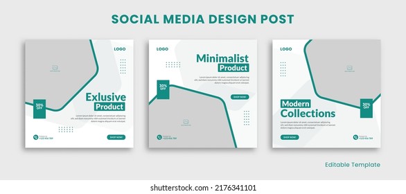 Set of Editable Template Social Media Instagram Design Post With Hexagon Frame, Green Tosca
Suitable for Post, Sale Banner, Promotion Product, Presentation, Fashion, Furniture, Travel, School