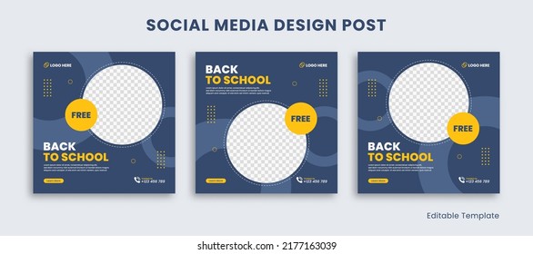 Set of Editable Template Social Media Instagram Design Post with Circle Shape in Minimalist Style. Suitable For Sale Banner, Ads, Promotions, Product, Business, School, Tech, Furniture, Fashion