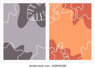 Set of editable templates with copy space for text.Autumn ad and promo concept.Modern vector layouts.Trendy design for social media marketing,digital post,prints,banners.