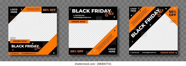 Set of editable templates for social media, Black Friday, advertisement, and business promotion, fresh design with black red color and minimalist vector. Social media pack template premium