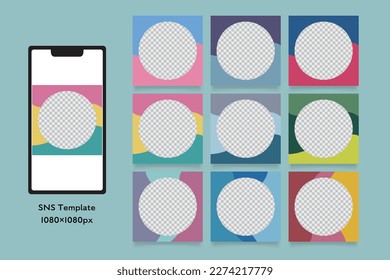 Set of Editable templates for social media posts. Vector illustration isolated on transparent background.