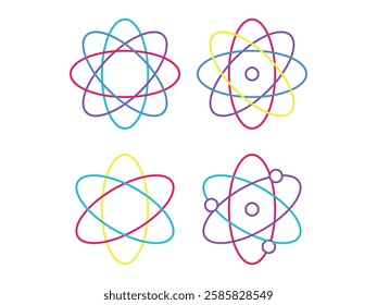 Set of editable vector atom symbol design illustration isolated on transparent background