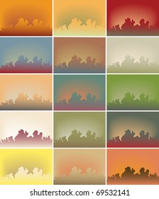 Set of editable vector background illustration of colorful sky variations