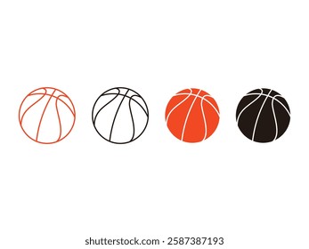 set of editable vector basketball ball symbol design illustration isolated on transparent background