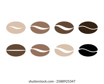set of editable vector coffee bean symbol design illustration isolated on transparent background