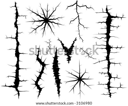 Set of editable vector cracks and crevices