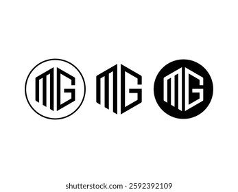 set of editable vector creative letter mg with hexagon symbol design illustration isolated on transparent background