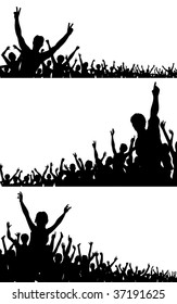 Set of editable vector crowd silhouettes with each person as a separate object