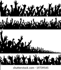 Set of editable vector foregrounds of crowds