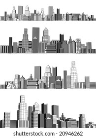 Set of editable vector generic city skylines