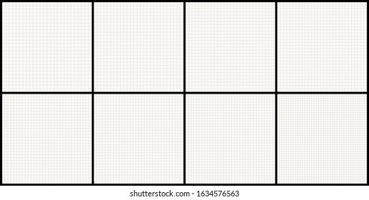 Set of editable vector graph paper on black background. Editable blueprint paper grid.