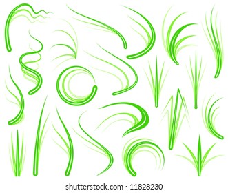 Set of editable vector grass design elements