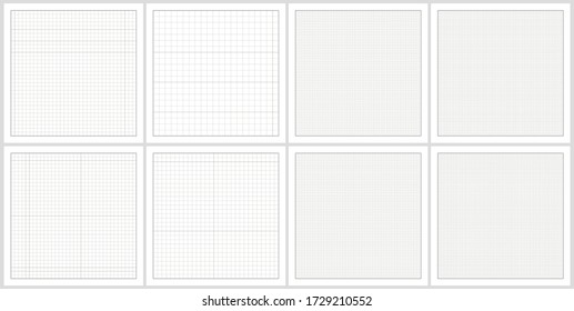 Set of editable vector grid paper pattern. Editable blueprint paper grid lines.