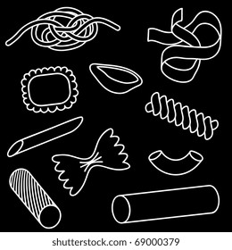 Set of editable vector icons of different pasta shapes