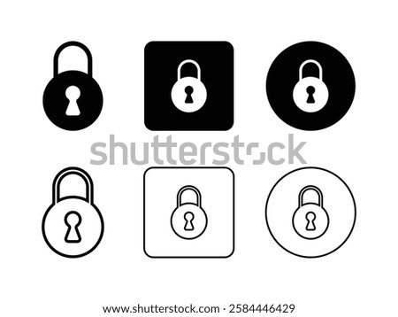 set of editable vector lock circle shapes symbol design illustration isolated on transparent background