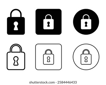 set of editable vector lock square shapes symbol design illustration isolated on transparent background