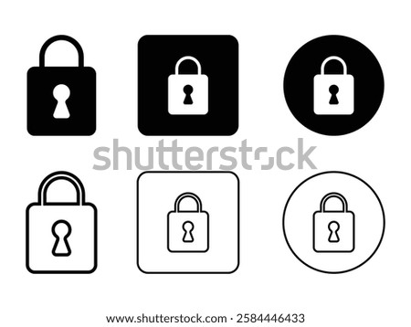 set of editable vector lock square shapes symbol design illustration isolated on transparent background