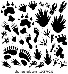 Set of editable vector monster or alien footprints