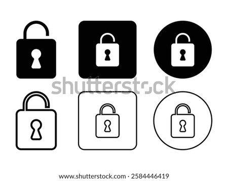 set of editable vector open padlock square shapes symbol design illustration isolated on transparent background