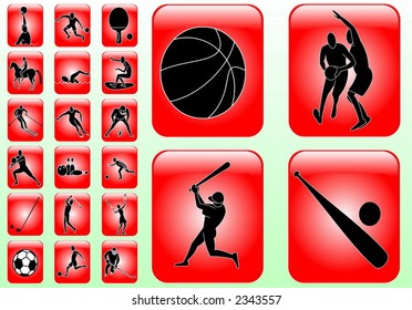 Set of editable vector signs, icons and symbols (sport, recreation)