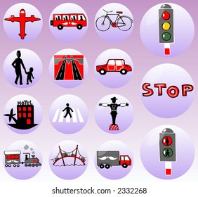 Set of editable vector signs, symbols and icons (traffic)