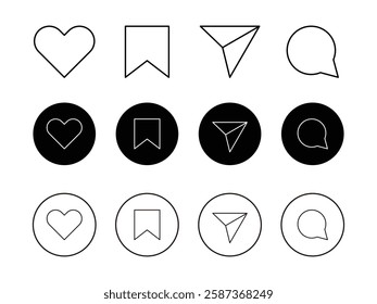 set of editable vector social media user interface symbol design illustration isolated on transparent background