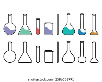 set of editable vector tubing laboratory equipment symbol design illustration isolated on transparent background