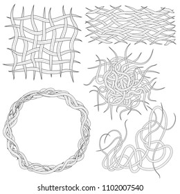 Set of editable vector woven worm design elements 