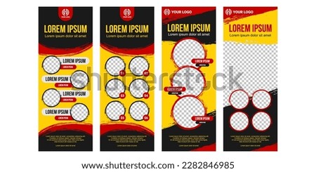 Set of Editable X banner template. yellow background color with geometric shapes for social media post, web ads, sale, photo template, promotion, discount, travel, sports, feed, story