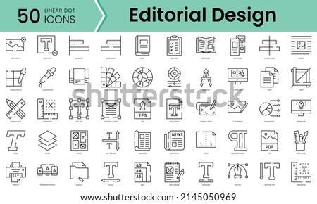 Set of editorial design icons. Line art style icons bundle. vector illustration