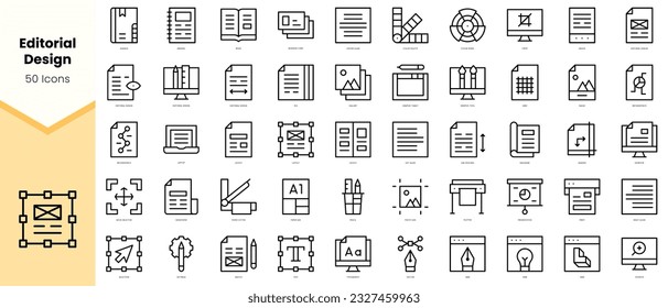 Set of editorial design Icons. Simple line art style icons pack. Vector illustration - Shutterstock ID 2327459963