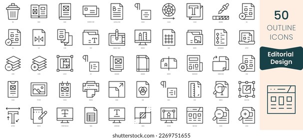 Set of editorial design icons. Thin linear style icons Pack. Vector Illustration