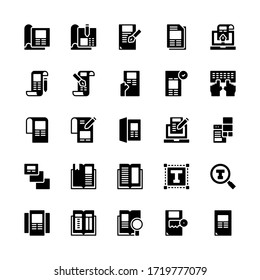 Set of Editorial Text before Publish glyph style icon - vector